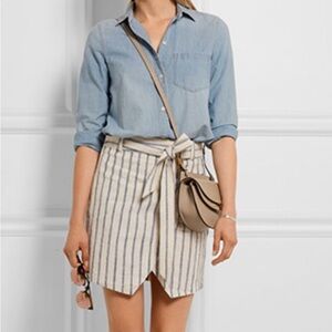 Madewell Asymmetrical Skirt with Navy Stripes